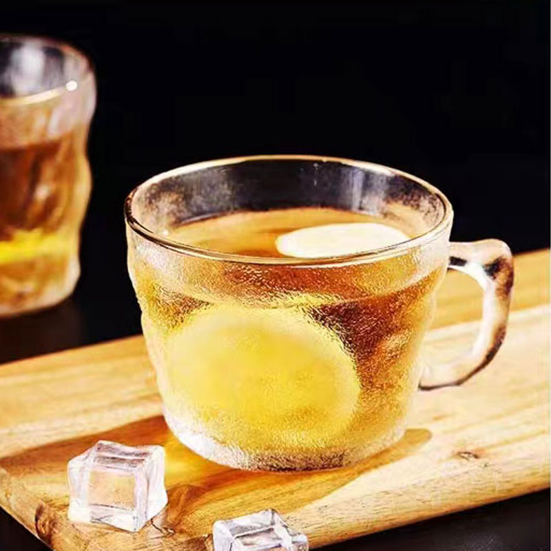 丕格家居网红ins风杯子家用带把手冰川纹玻璃杯高颜值办公室水杯