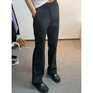 黑色秋冬弯刀西裤垂坠感高级感cleanfit裤子男款夏季直筒微喇裤