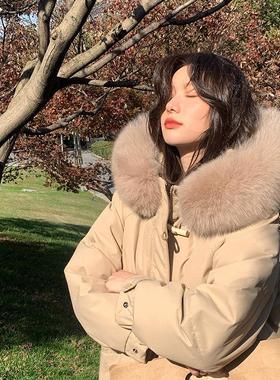 cv凸乆鸟羽绒服真狐狸毛女中长款2025年新款爆款时尚韩版设计感冬