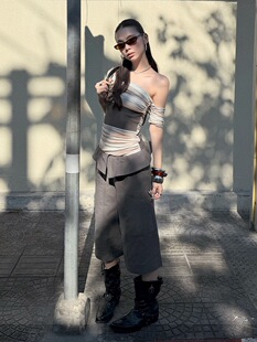 荷叶边拼接双袋七分阔腿休闲裤 」MMFISH 26K018 2.24春夏新品 「