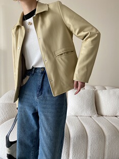 司南 质感蛋白Pu皮 Vintage中古经典小翻领皮衣外套小个子 SN2841