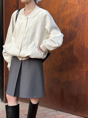 鹿西 韩系复古立领夹克外套女2026早春新廓形宽松棒球服上衣8528