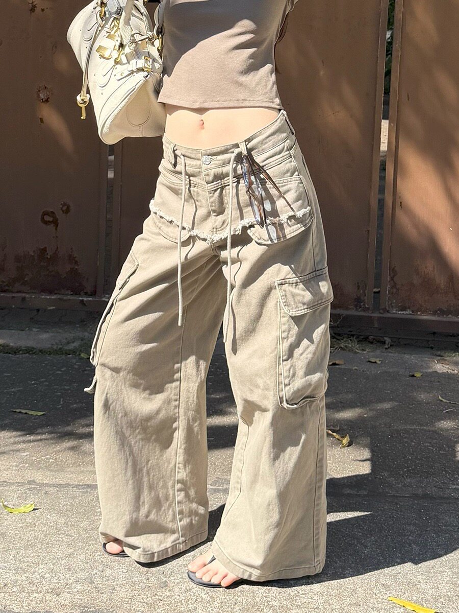 「 2.26春夏新品 」MMFISH 多口袋假两件屁帘磨破工装裤 26K033