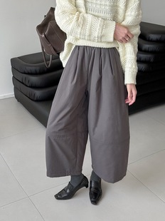 橘芷夹棉休闲裤子女2025冬韩系加厚宽松懒惰风保暖九分阔腿裤5619