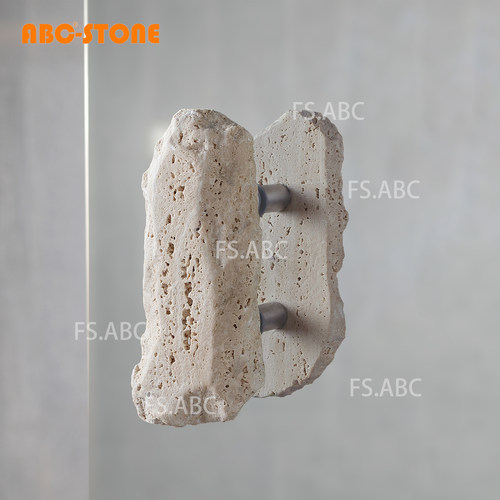 FS.ABC陨石款天然洞石玻璃门拉手木门服装店酒店咖啡店民宿定制