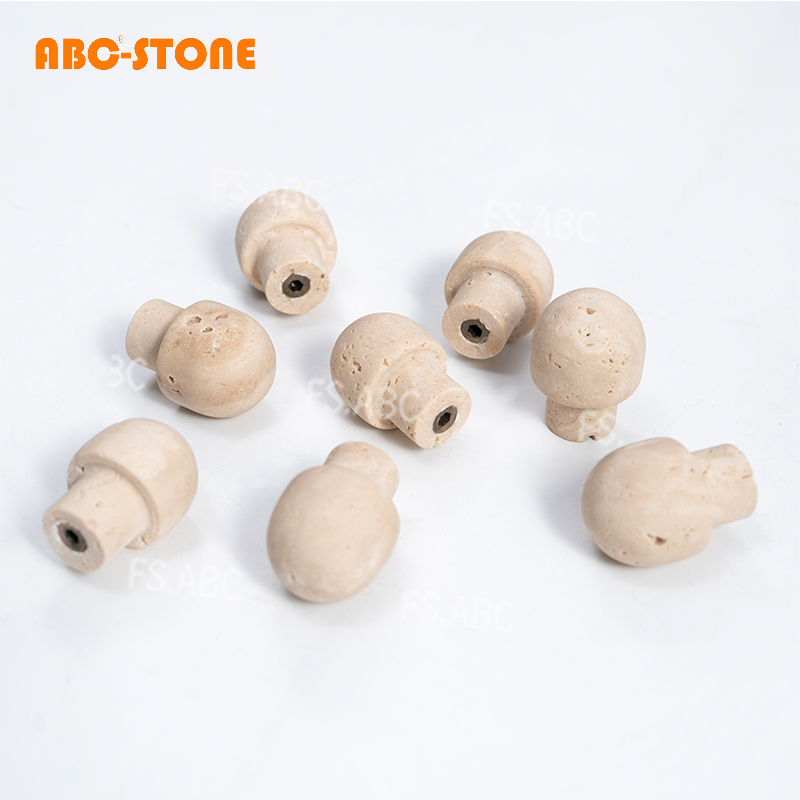 FS.ABC蘑菇形天然石材洞石木门服装店定制衣柜门拉手晾衣架扣子