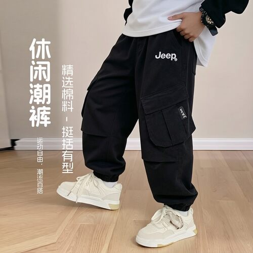 Jeep男童加绒工装束脚裤秋冬