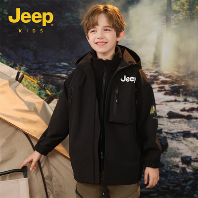 Jeep童装二合一户外冲锋衣男童
