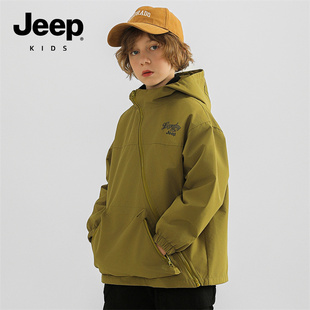 Jeep童装儿童外套春秋款2025春装中大童户外二合一男童男孩冲锋衣