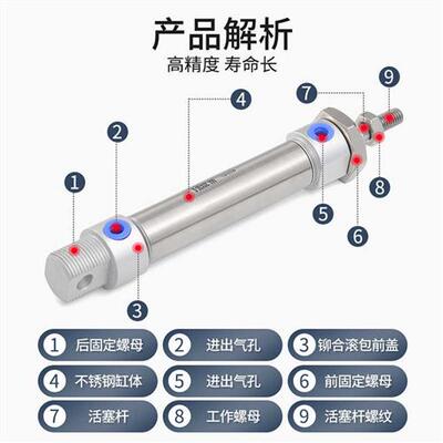 MA不锈钢迷你气缸小型气缸气动 20/16/25/32x25x50x75x100x150