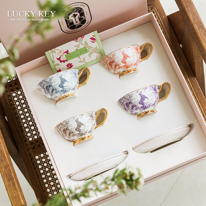幸运秘钥景德镇咖啡杯碟礼盒装