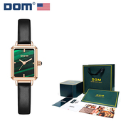 DOM腕表 坚守139道生产工序 孔雀小绿表复古小方盘简约腕表1337
