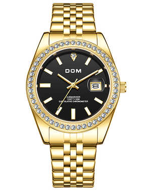 DOM腕表 时尚潮流休闲机械风黑冰糖钢带石英男表1891