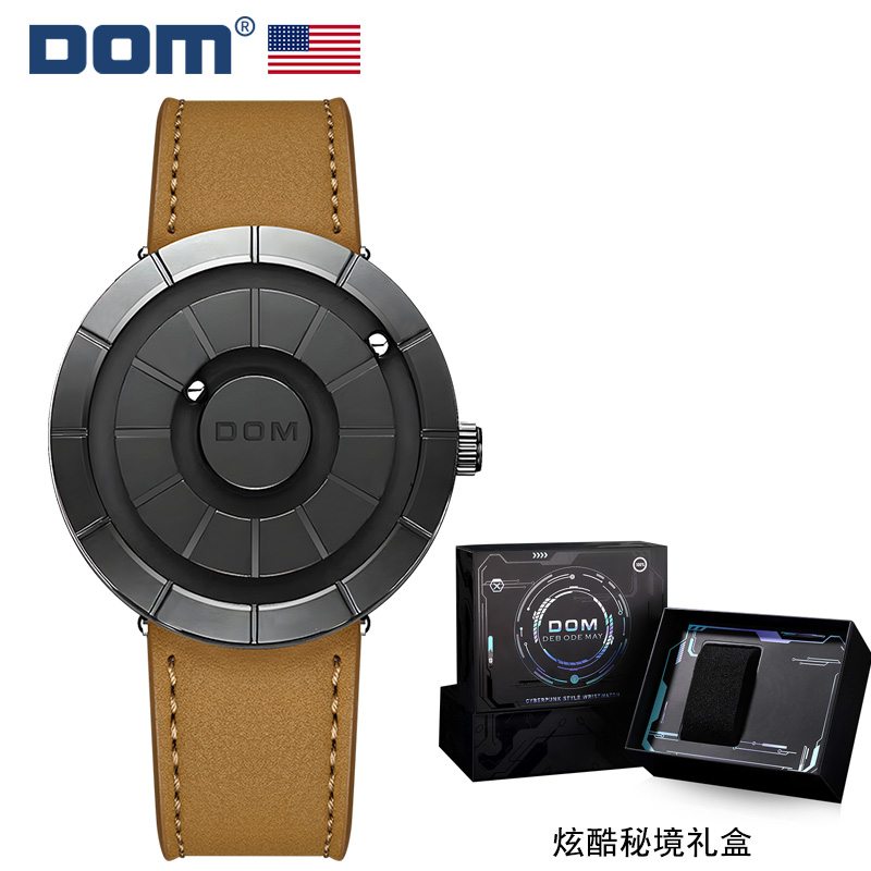 DOM腕表坚守139道生产工序个性黑科技磁力皮带男士手表M-1753BL