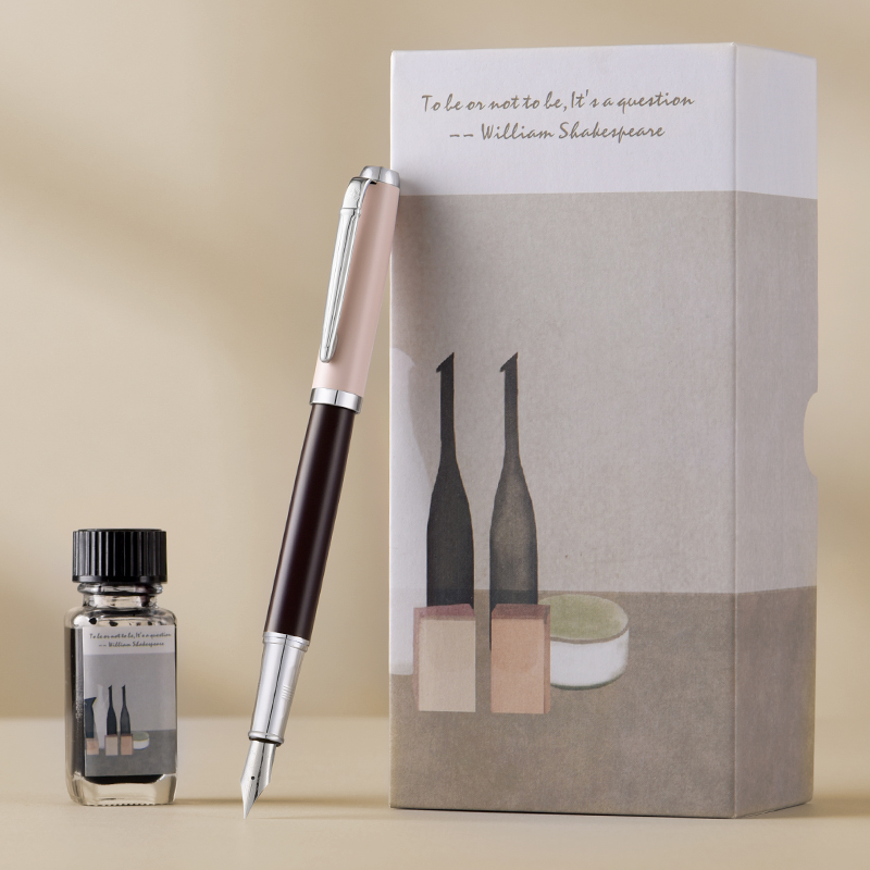 新款莫兰迪色系钢笔礼盒套装EF0.38特细硬笔书法练字笔墨囊墨水两用学生成人女士高颜值金属定制刻字铱金钢笔