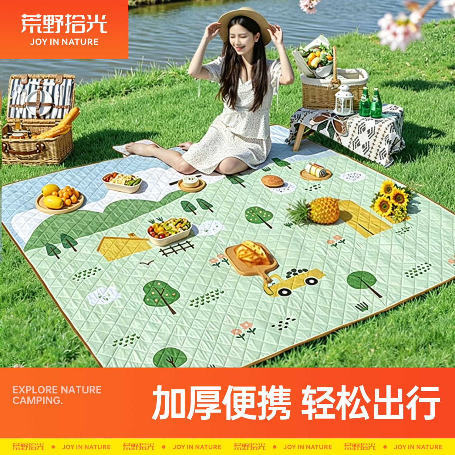 【不沾沙草】双面防水加厚野餐垫图片