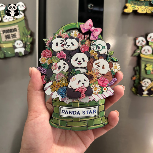 三星堆花花熊猫冰箱贴成都纪念品