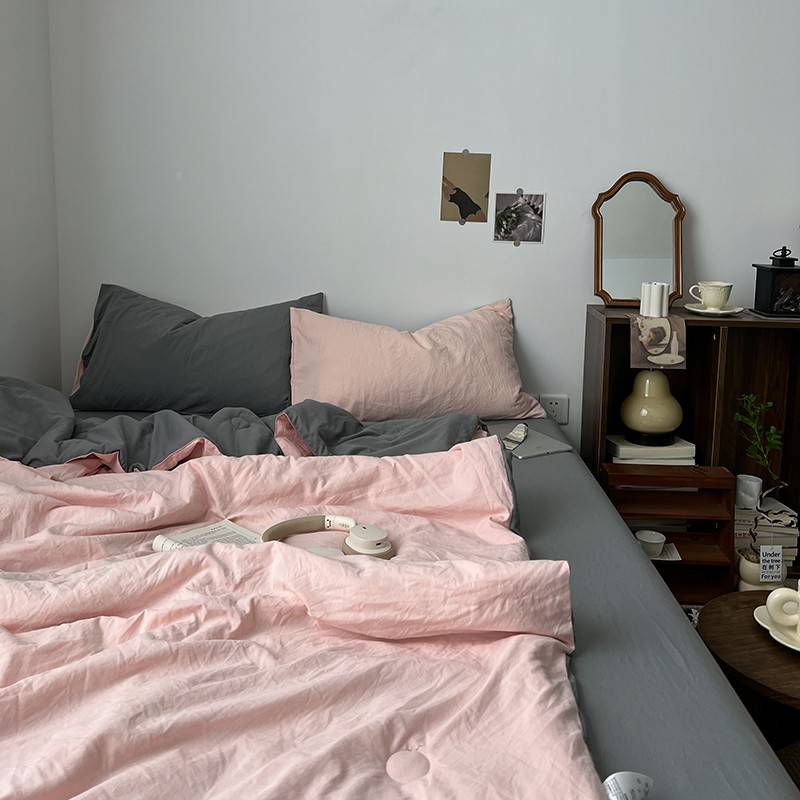 夏季可凉机夏洗四薄被套被空调9129件被双子人套床三芯被件学生宿