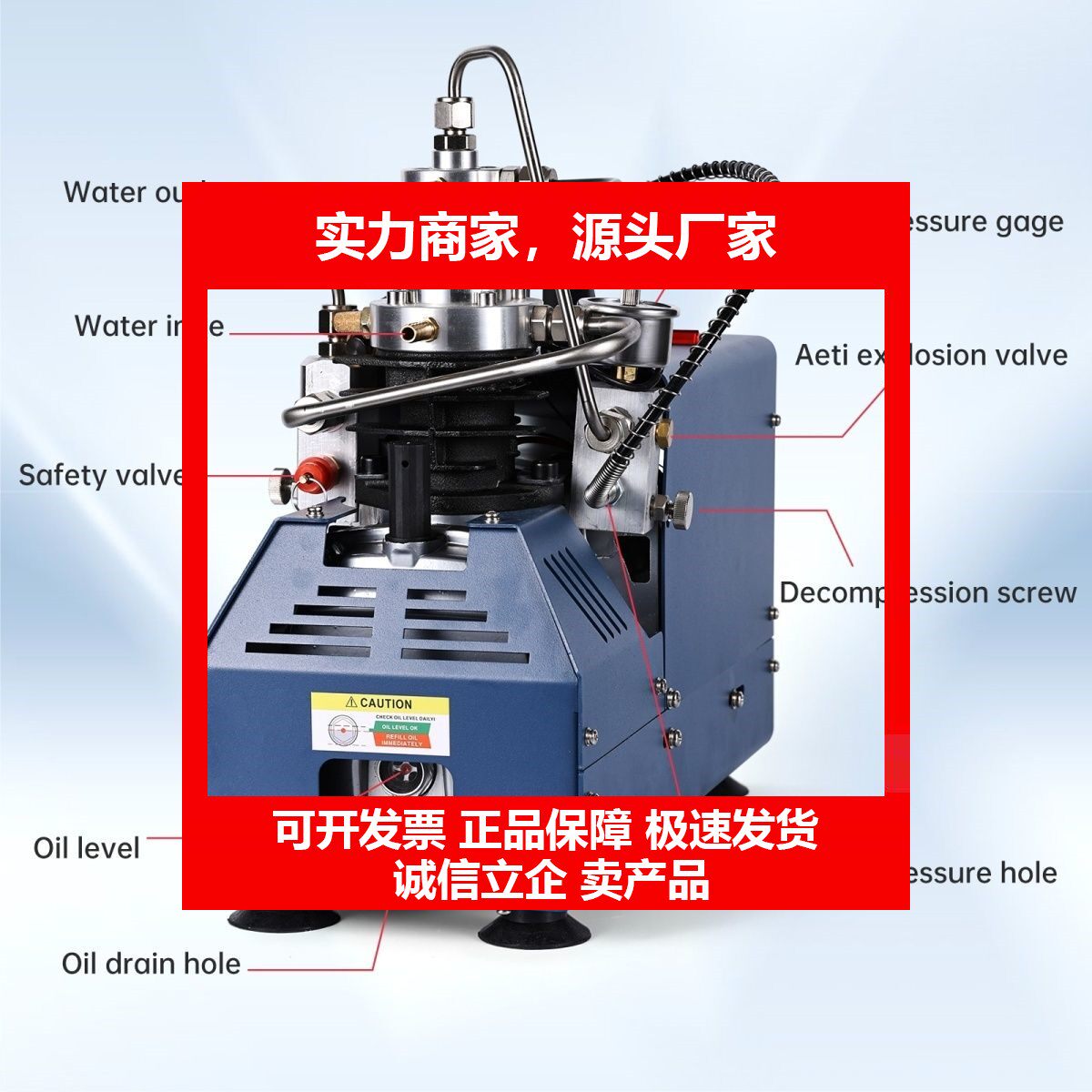 德国十大品牌小型220高压气泵30mpa电动充气泵空压机单缸水冷气机