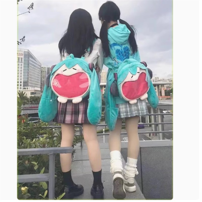 十大品牌痛包miku双肩背包卡通可爱毛绒jk洛丽S塔日系搞怪软妹包