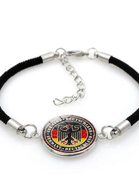 新款世界各国旗帜饰品手链男百搭新加坡德国标志建筑编织手绳热卖