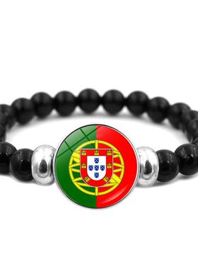 新款乌克兰国旗手链女时光宝石创意串珠手链时尚百搭旗帜手环手饰