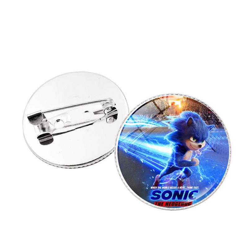 新款刺猬索尼克胸针Sonic The Hedgehog音速小子宝石银色徽章配饰