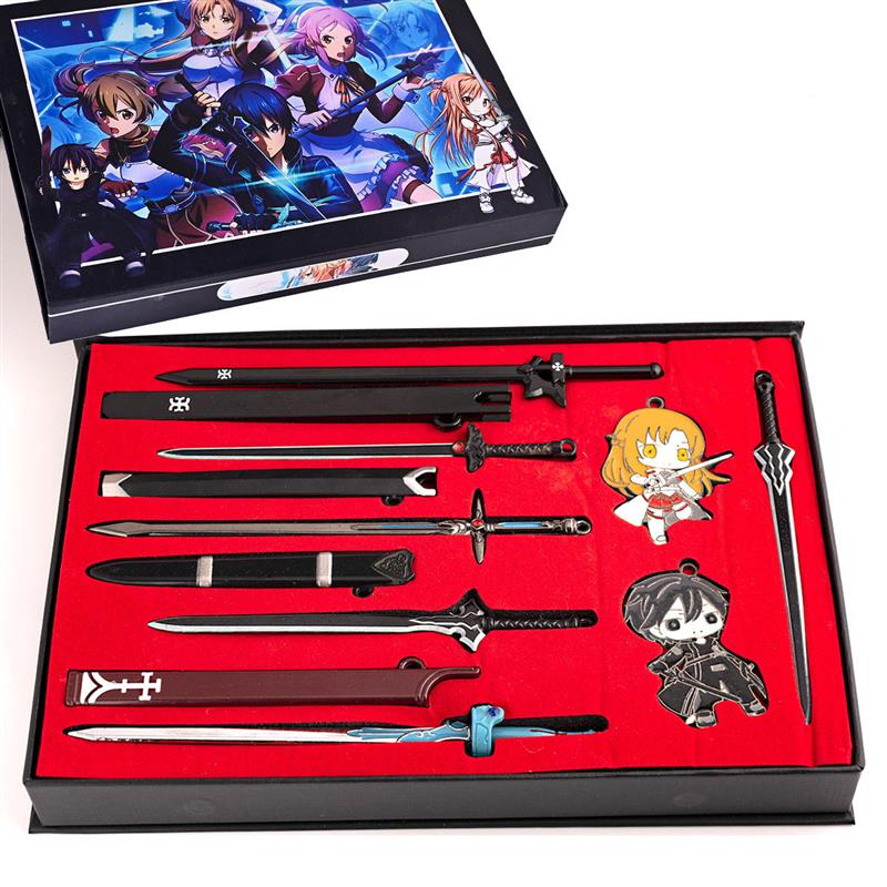 新款刀剑神域武器套装刀扣8件桐人亚丝娜 动漫周边游戏机器模