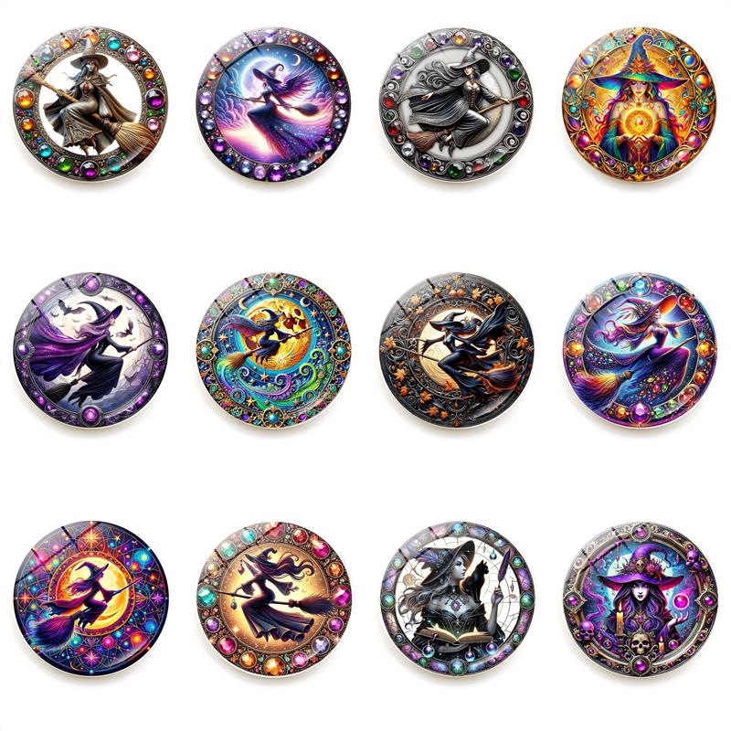 新款扫把女巫万圣节冰箱贴水晶玻璃软磁贴冰箱门家居装饰品25