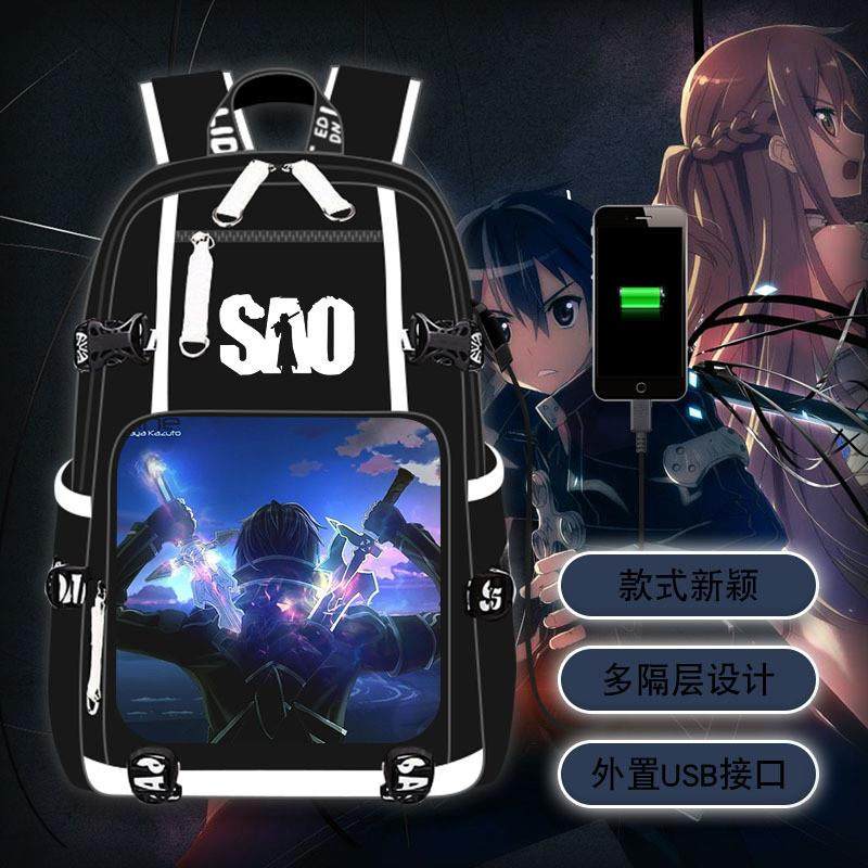 新款刀剑神域桐谷和人亚丝娜动漫游戏周边男女学生书包电脑旅行双