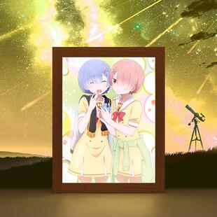 新款从零开始的异世界生活拉穆雷姆谷子店动漫周边镜子面灯光画小