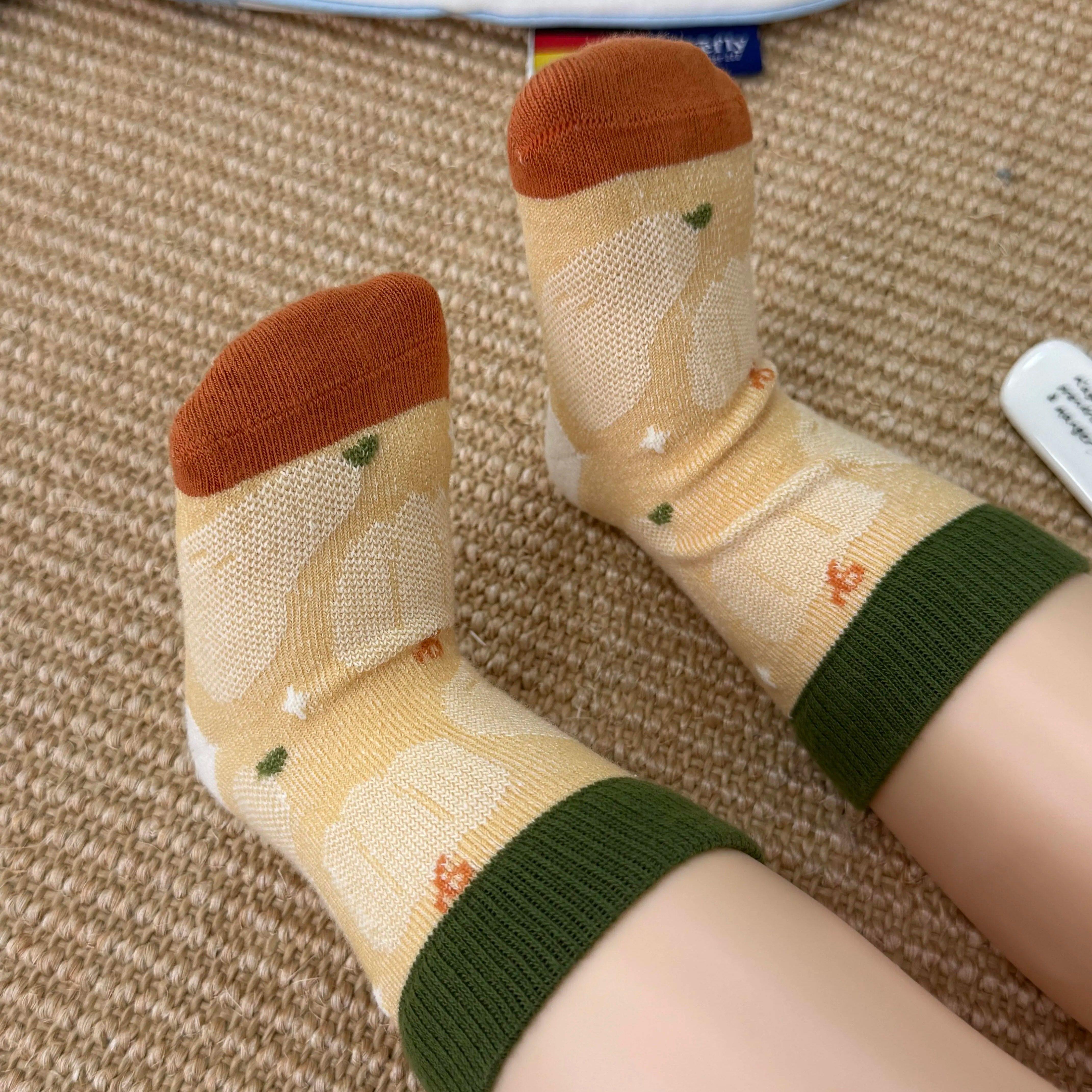 婴儿袜子纯棉a类0到3个月6到12个月无骨不勒腿长筒中筒秋冬胖宝宝