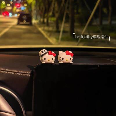 kitty车载摆件猫猫头个性创意卡通车载装饰贴可爱猫咪汽车中控台