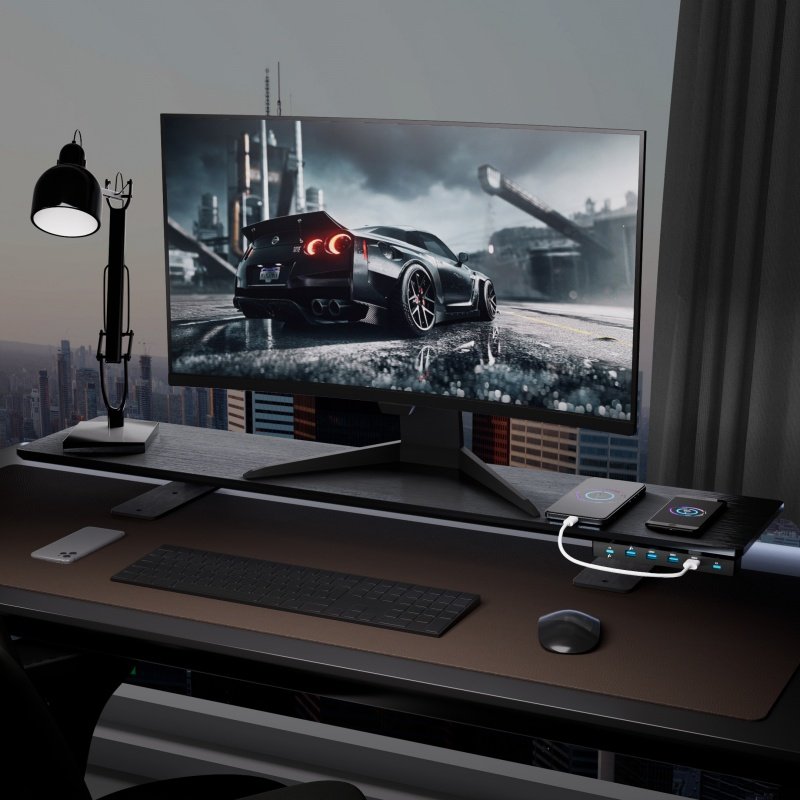 壁虎漫步木质电竞屏桌面台式电脑显示器增高架扩展充电办公置物架