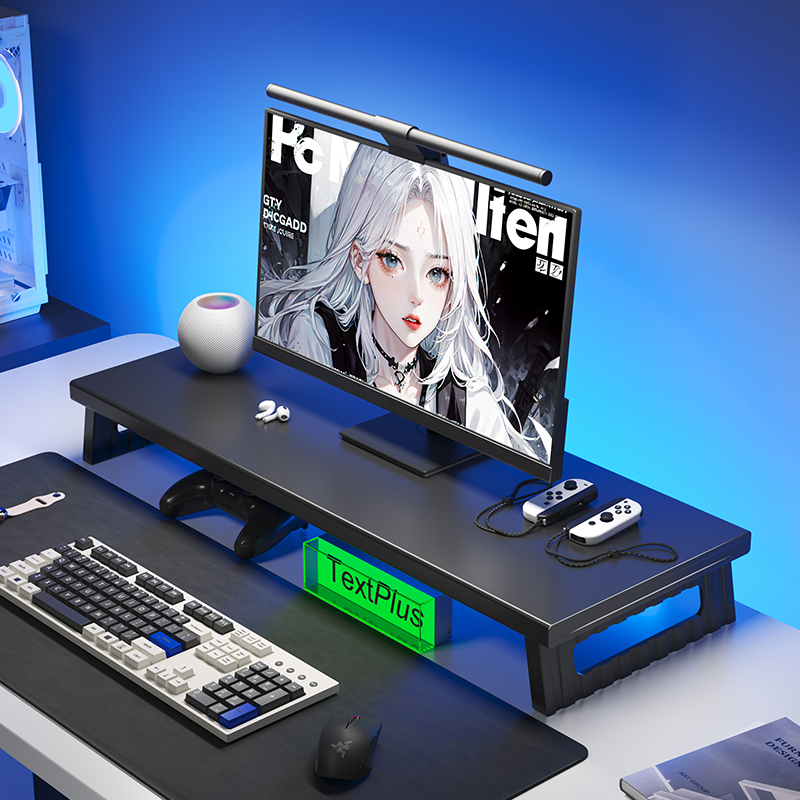 壁虎漫步加宽台式电脑显示器增高架usb扩展充电笔记本屏幕支撑架电竞桌面抬高办公工位收纳置物金属折叠底座