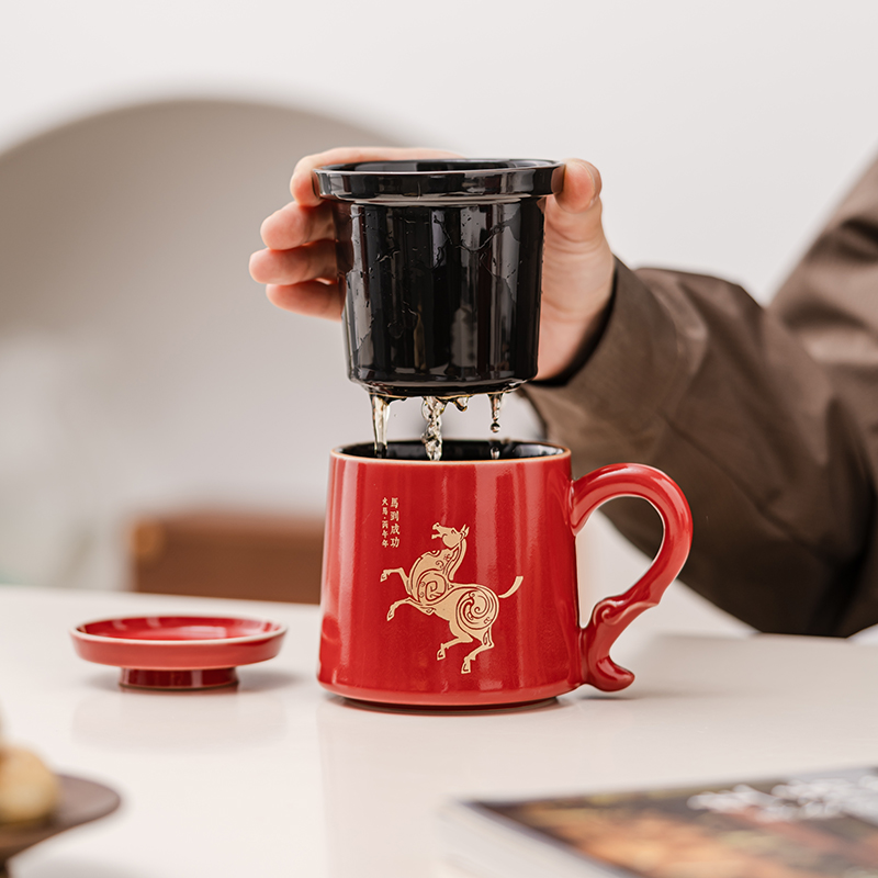 故宫红马到成功泡茶杯三件套