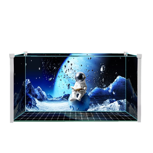 鱼缸背景画高清定制3D宇航员星空太空宇宙背景纸龙鱼缸造景图自粘