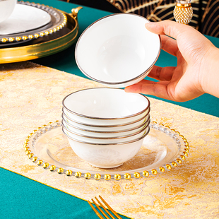 陶瓷粥碗小饭碗复古景德镇骨瓷餐具碗碟套装 小号汤碗家用2024新款