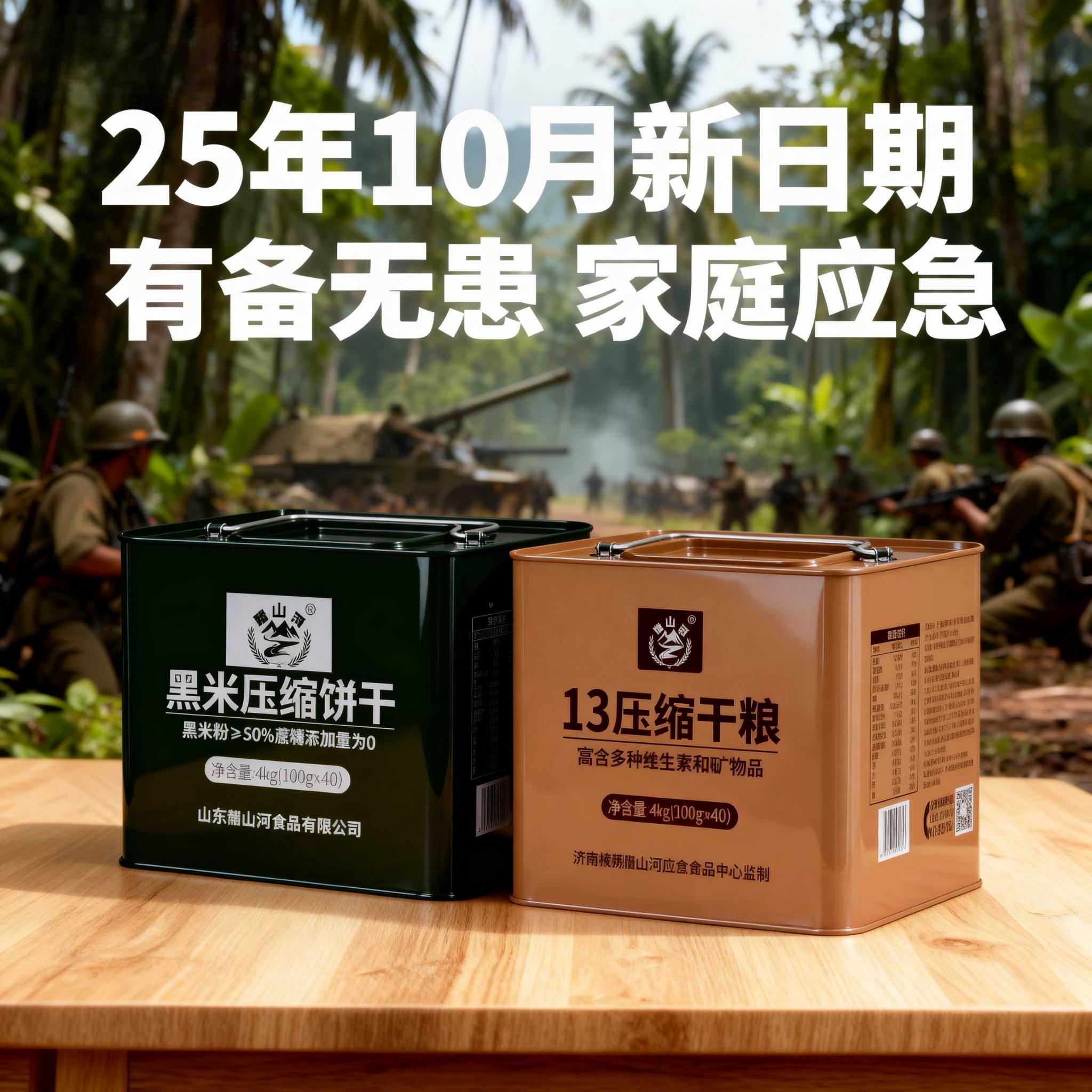 腊山河90压缩饼干铁桶装长期应急储备食品13饼干户外旅行开袋即食