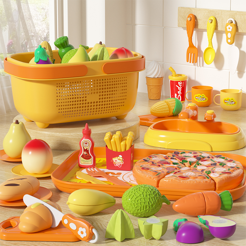 儿童切切乐玩具女孩仿真切水果蔬菜套装可剥皮宝宝厨房过家家男孩