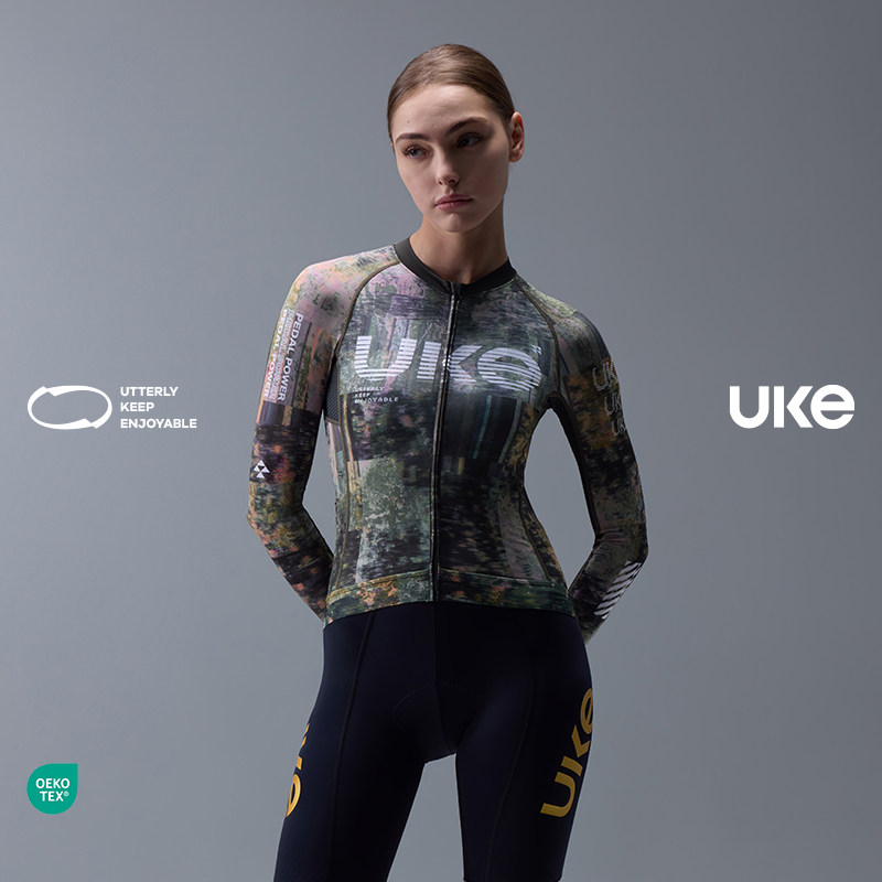 UKE骑行服女子新款春夏季长袖意大利快干印花面料公路车上衣RP500