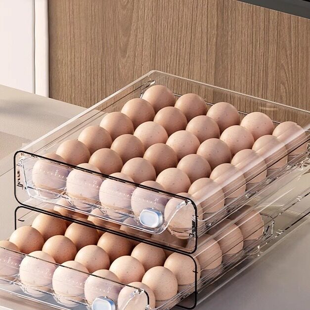 鸡蛋收纳盒冰箱专用保鲜盒厨房鸡蛋盒透明多规格双层抽屉式鸡蛋盒