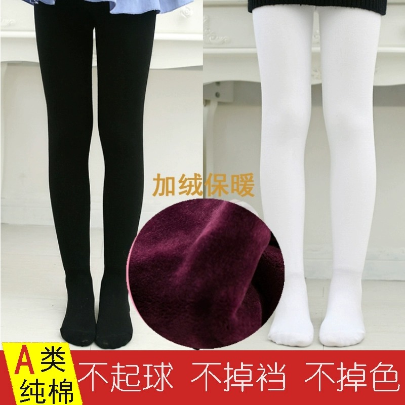 加绒加厚踩脚女童连裤袜冬季
