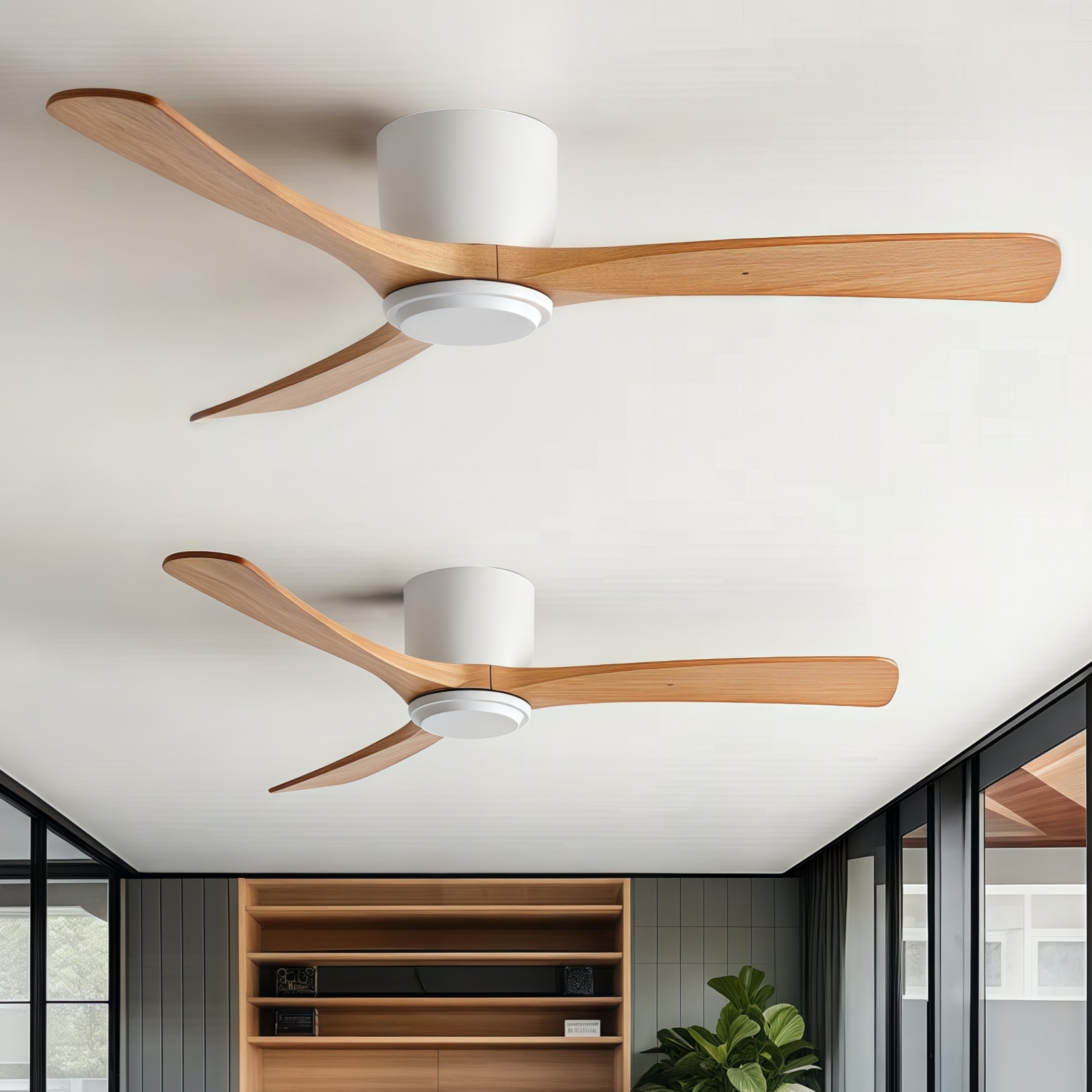 60寸大风力北欧实木吊扇客厅餐厅工业商用低楼层无灯吸顶电风扇