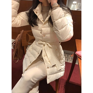 气质奢华 韩国Chic棉服 系带修身面包服中长款外套 保暖韩版棉衣