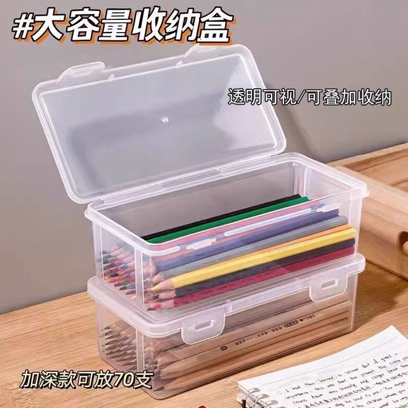 学生大容量文具收纳盒透明稳固
