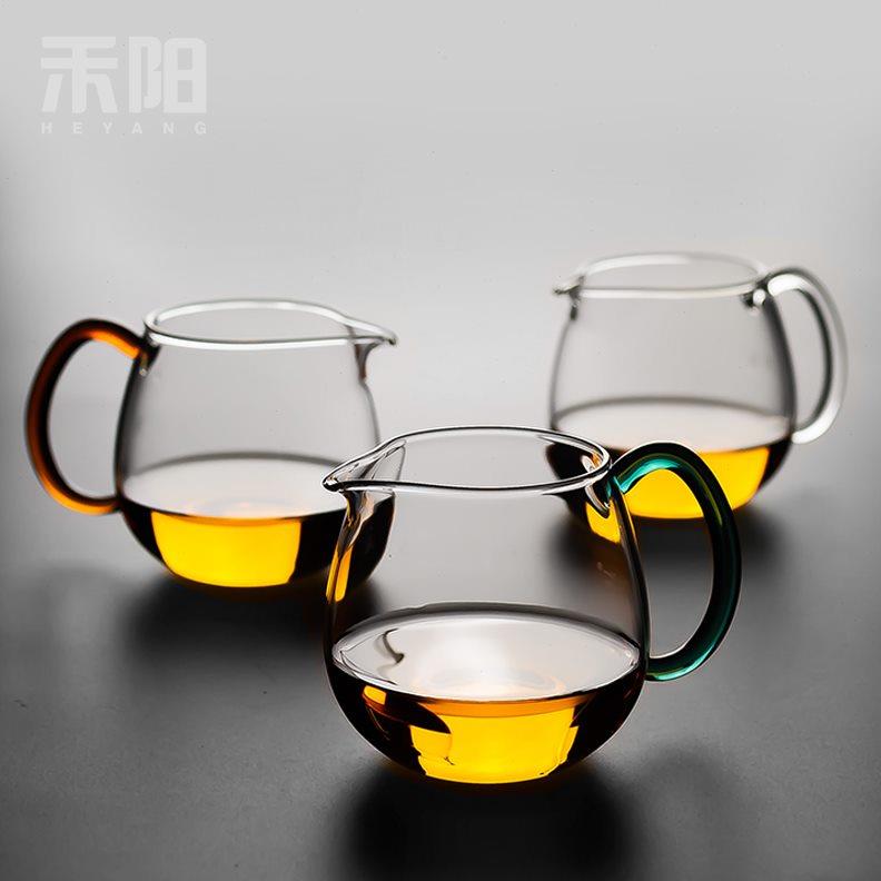 禾阳日式晶彩玻璃公道杯 加厚分茶器茶海功夫茶具 耐热公杯倒茶器