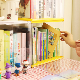 书箱书本亚克力收纳盒透明防尘桌面书柜桌下书架家用漫画展示盒子