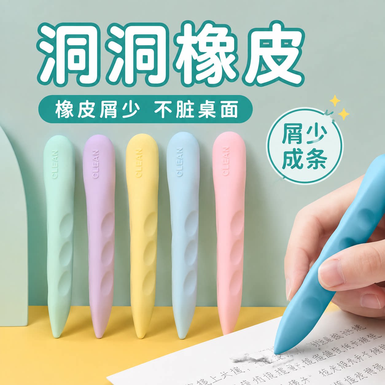 小学生洞洞橡皮擦无屑不留痕
