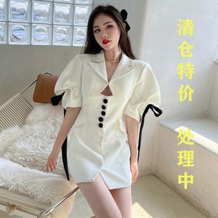 法式 连衣裙 复古白色甜美风新款 茶歇气质初恋感温柔白色孤品断码